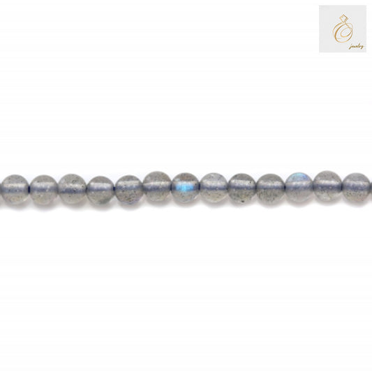 Round labradorite beads showing natural iridescence and color variations