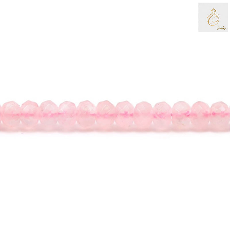 Natural Rose Quartz Faceted Rondelle Beads Strand - Full 15-16 inch strand of pink gemstone beads for jewelry making