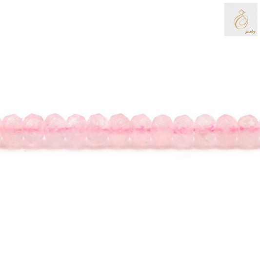 Natural Rose Quartz Faceted Rondelle Beads Strand - Full 15-16 inch strand of pink gemstone beads for jewelry making