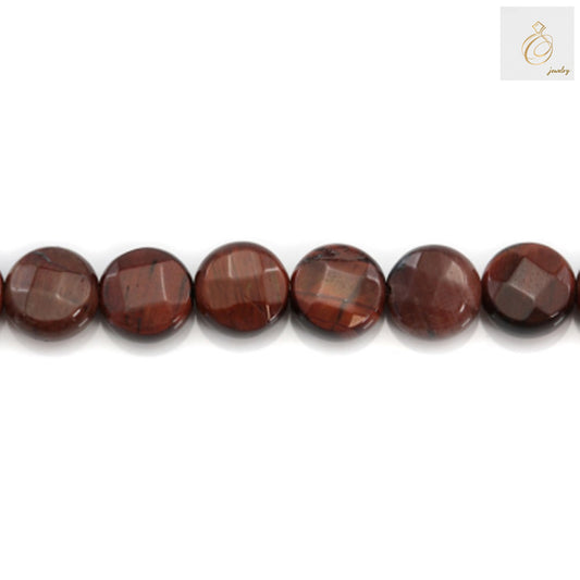 Close-up view of natural red tiger's eye beads displaying the rich reddish-brown color and golden highlights with smooth polished surface