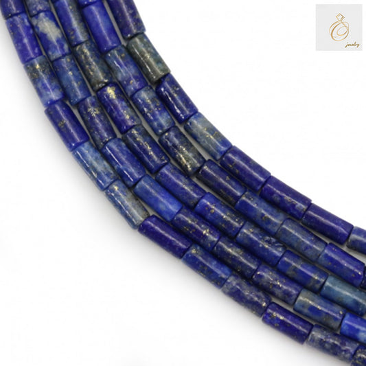 Natural lapis lazuli cylinder beads 2x4mm with deep blue color and golden flecks