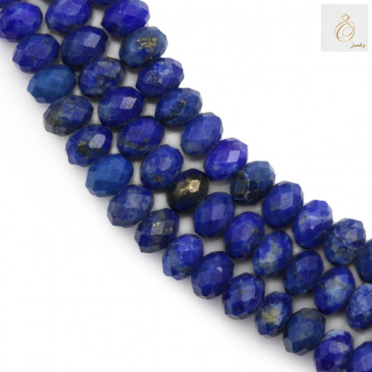 Natural lapis lazuli faceted abacus beads strand 2.5x4mm blue gemstone"
"Premium lapis lazuli jewelry making beads with golden pyrite flecks