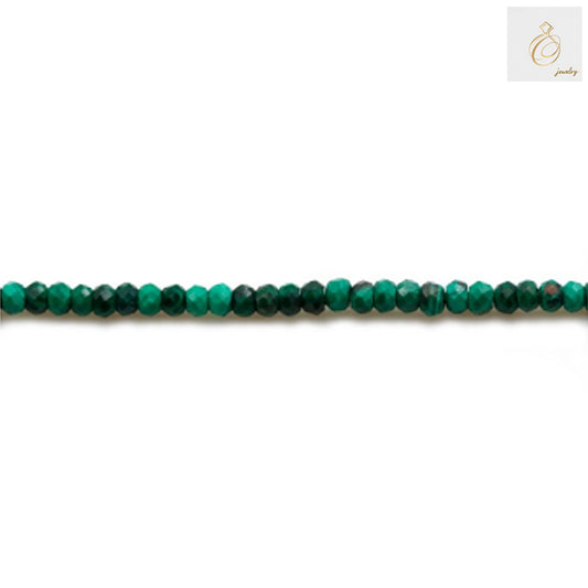 Natural malachite faceted rondelle beads 1.5x2mm green gemstone strand"
"Malachite gemstone beads with vibrant green banding patterns for jewelry making"
"Small faceted malachite beads 15-16 inch strand for DIY jewelry projects