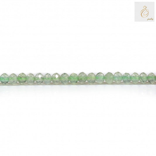 Natural prehnite faceted abacus beads 3x4mm green gemstone strand"
"Green prehnite beads with faceted cut for jewelry making"
"Natural gemstone beads - prehnite abacus shape 3x4mm