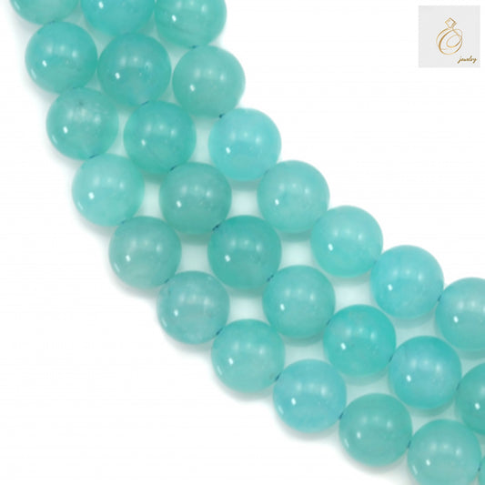 Natural Peruvian Amazonite round beads 6mm on 39-40cm strand showing blue-green gemstone color