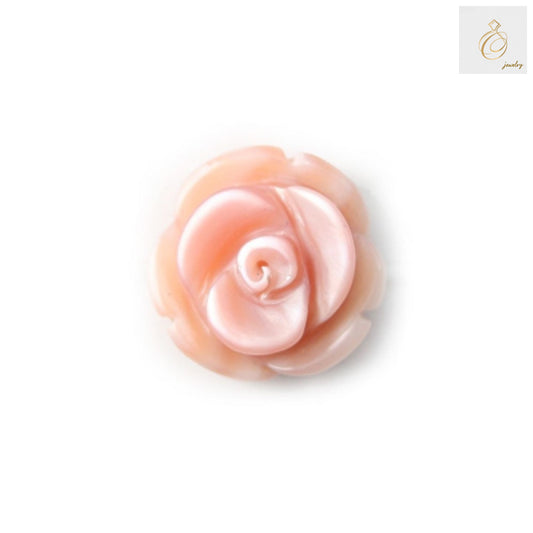 Pink mother-of-pearl rose-shaped beads, 8mm diameter with 0.35mm holes, arranged on a 39-40cm strand for jewelry making