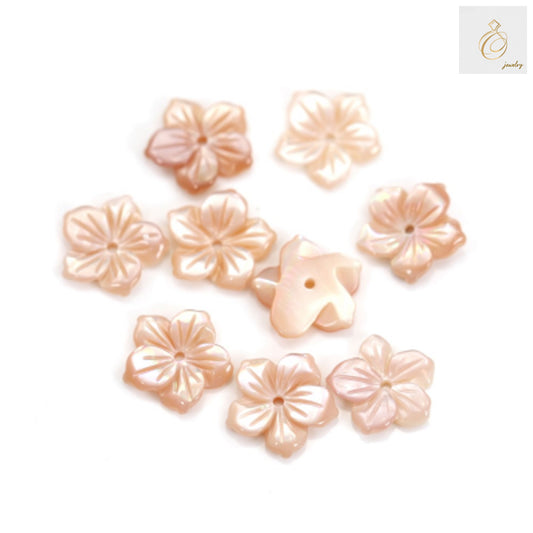 Pink mother-of-pearl shell flower charm 8mm diameter for jewelry making