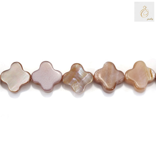 Pink shell mother-of-pearl clover beads strand, 6mm size with 0.7mm holes, 70 beads per strand for jewelry making