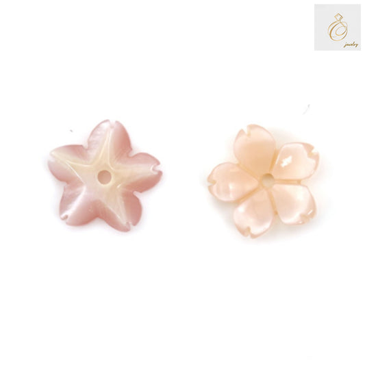 Pink mother-of-pearl flower charm 8mm - close-up detail view highlighting lustrous finish and craftsmanship quality
