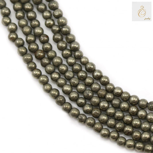 Natural pyrite round beads 2mm diameter jewelry making supplies"
"Golden pyrite gemstone beads strand with metallic luster