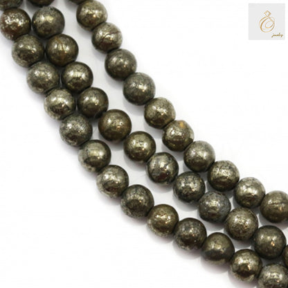 Natural pyrite round beads 3mm diameter strand for jewelry making"
"Golden metallic pyrite gemstone beads 3mm with 127 beads per strand"
"Premium quality pyrite round beads strand 3mm jewelry supplies