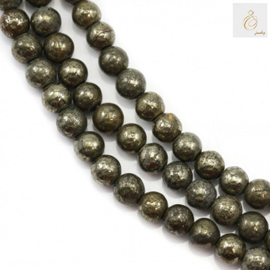 Natural pyrite beads strand, 4mm round golden gemstone beads, approximately 96 pieces for jewelry making