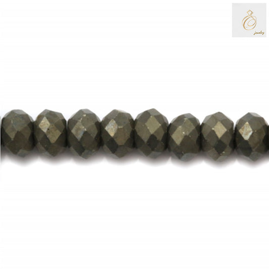 Pyrite faceted abacus beads strand, 4x6mm natural golden metallic gemstone beads with brilliant faceted cut, approximately 92 beads per strand for jewelry making