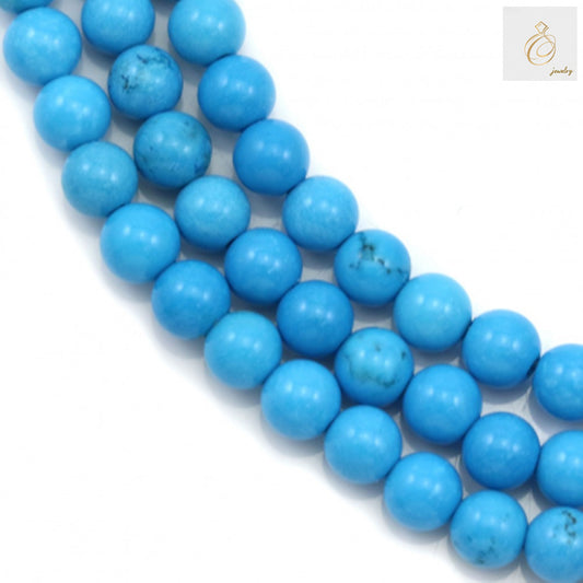 Reconstituted turquoise round beads 4mm diameter on strand - jewelry making supplies