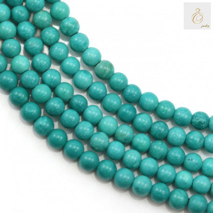 "3mm reconstituted turquoise round beads on 39-40cm strand for jewelry making"