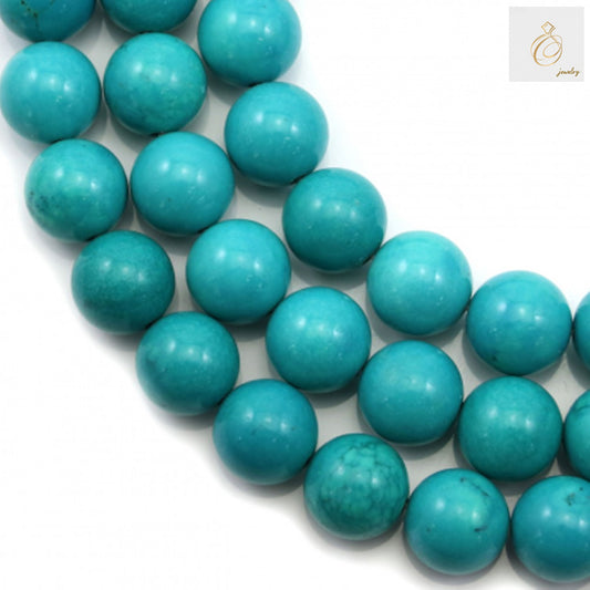 8mm Reconstituted Turquoise Round Beads Strand - Close-up View