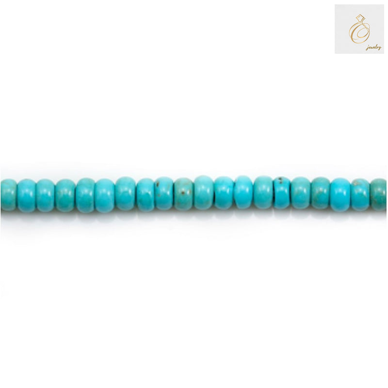 Close-up view of reconstituted turquoise abacus beads displaying consistent size and vibrant turquoise color