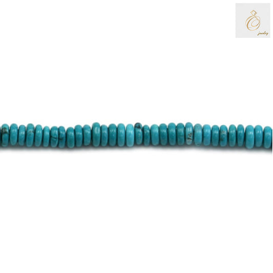 Close-up view of reconstituted turquoise abacus shaped gemstone beads showing texture and color detail