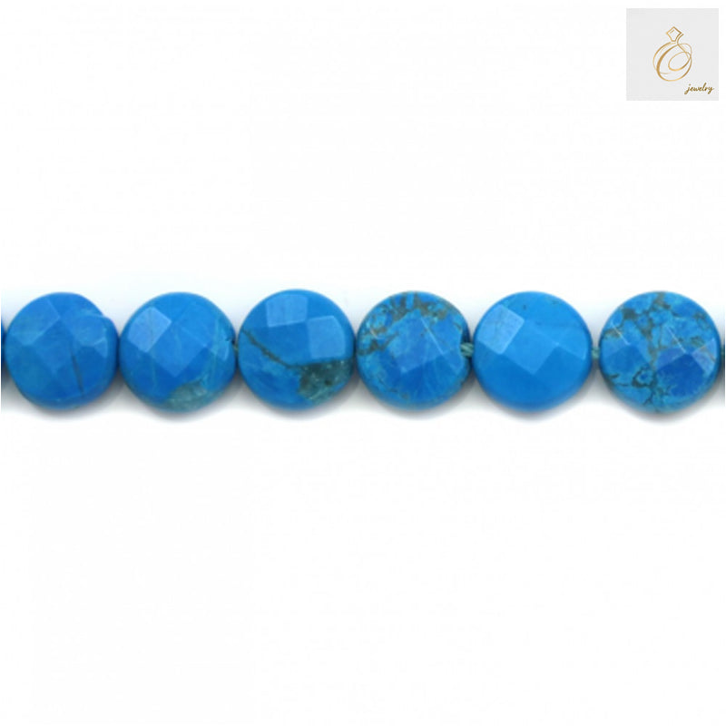 Close-up View of 8mm Turquoise Faceted Round Beads - High Quality Gemstone Strand
