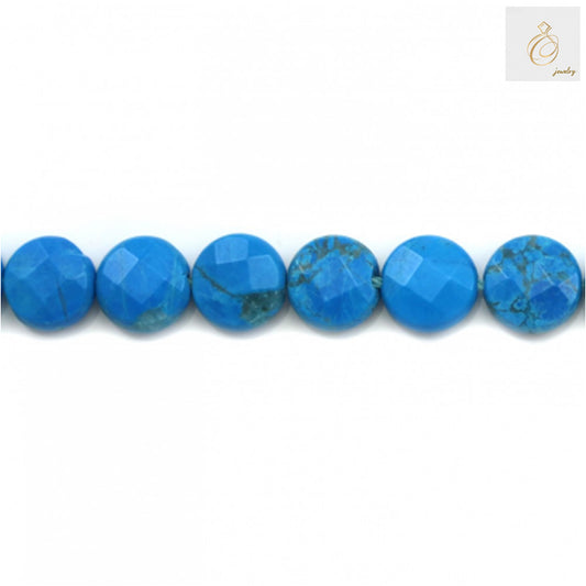 Close-up View of 8mm Turquoise Faceted Round Beads - High Quality Gemstone Strand