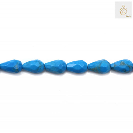 Close-up view of reconstituted turquoise frosted teardrop beads showing texture and color