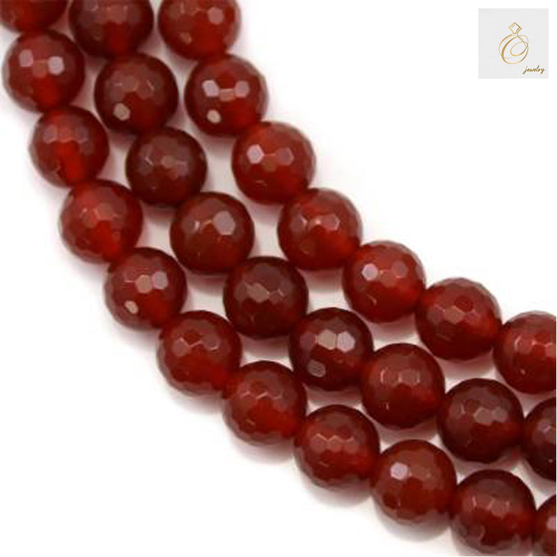 Red Agate Faceted Round Beads 12mm 39-40cm Strand Display