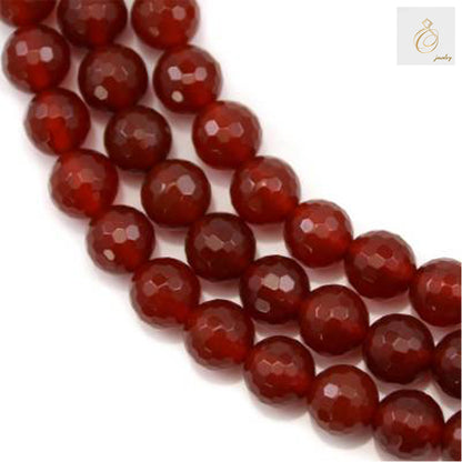 Red Agate Faceted Round Beads 12mm 39-40cm Strand Display