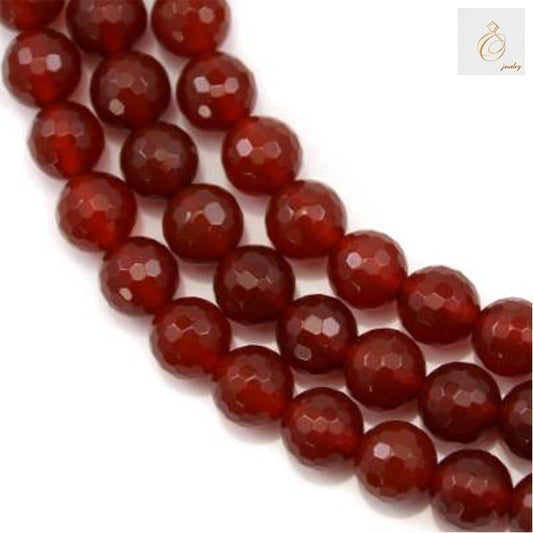 Red Agate Faceted Round Beads 12mm 39-40cm Strand Display