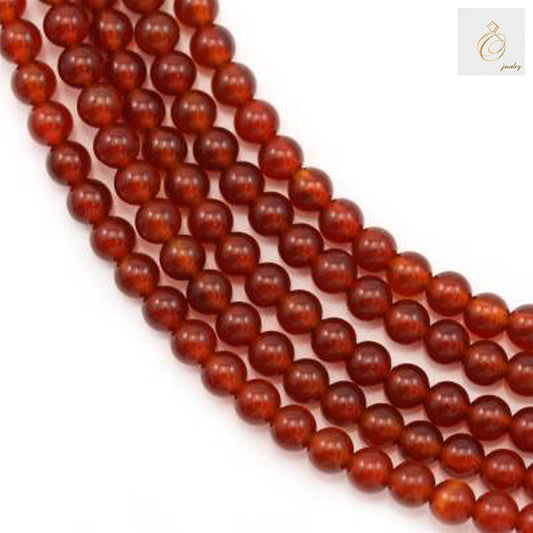 Red agate round beads 3mm diameter on 39-40cm strand showing natural crimson color and smooth finish