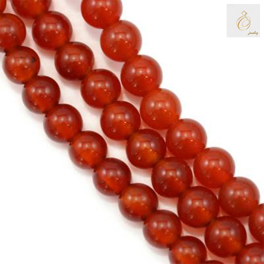 Natural Red Agate Round Beads 4mm - 15.5 Inch Strand Display