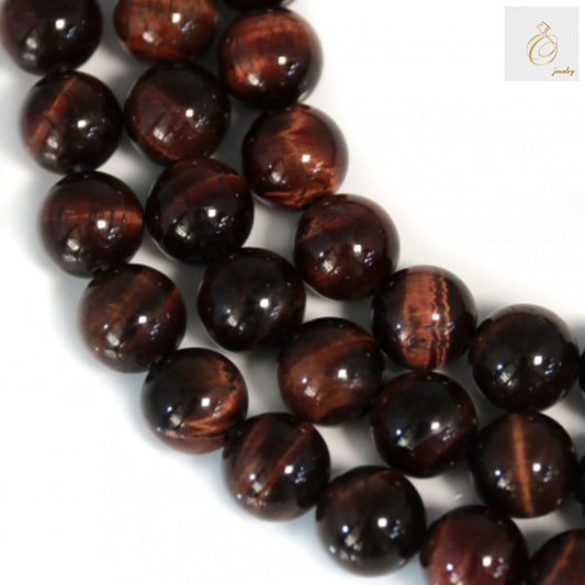 Red Tiger's Eye Round Beads Strand 10mm - Natural Gemstone Jewelry Making Supplies