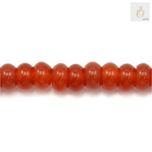 Close-up detail of red agate abacus-shaped beads, 3x5mm size, natural gemstone beads perfect for DIY jewelry projects