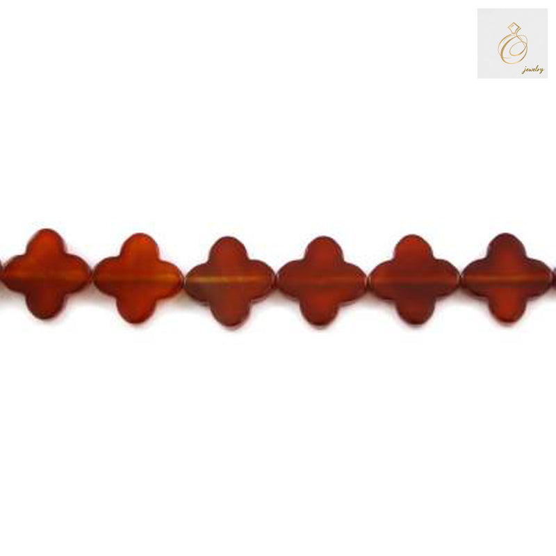 Red Agate Clover Shaped Beads 12mm - Detailed Product Shot