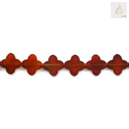 Red Agate Clover Shaped Beads 12mm - Detailed Product Shot