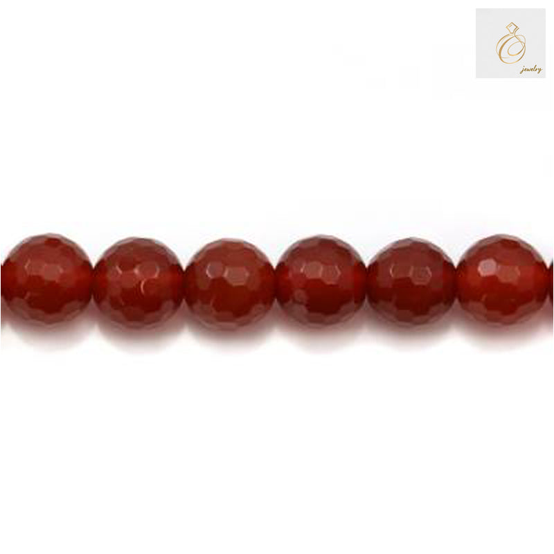 Red Agate Faceted Round Beads 12mm Close-up Detail View