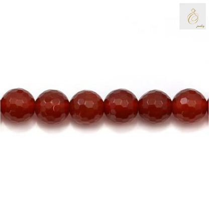 Red Agate Faceted Round Beads 12mm Close-up Detail View