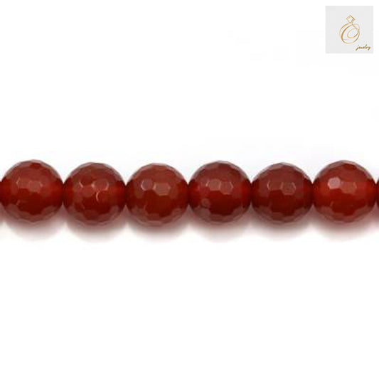 Red agate 6mm faceted round beads full strand display - premium natural gemstone beads for jewelry making