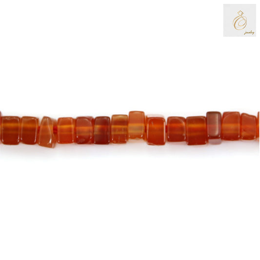 Perles rondes carrées en agate rouge naturelle 2,5 x 4 mm - Fil de 39,5 cm