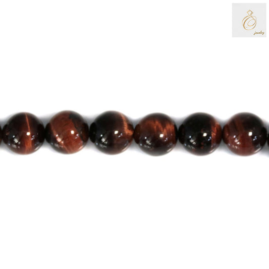 Close-up of Red Tiger's Eye Beads 10mm Round - Natural Stone Beads for Crafting