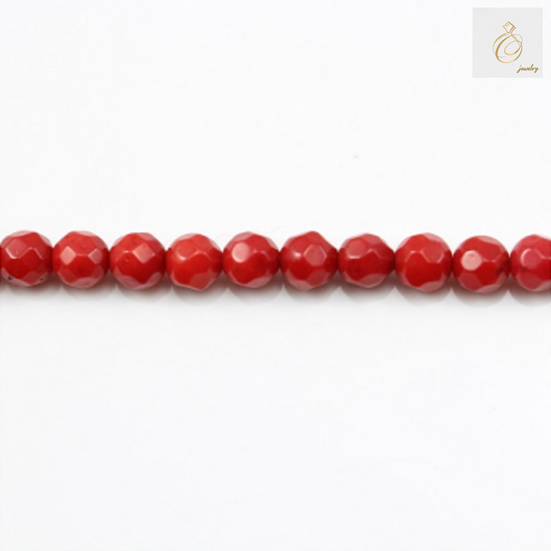 Red sea bamboo faceted round beads, 2mm size, 39-40cm strand for jewelry making