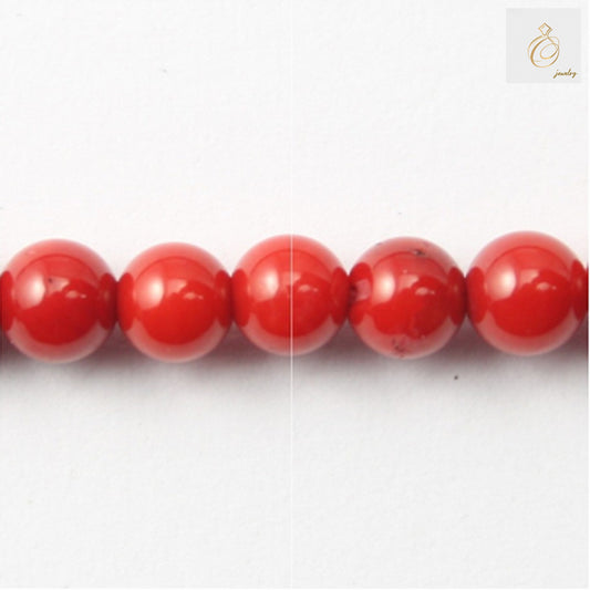 Red sea bamboo coral round beads 6mm on 39-40cm strand for jewelry making"
"Natural red coral beads 6mm round shape arranged on white background"
"Close-up of red sea bamboo coral beads showing natural texture and vibrant color
