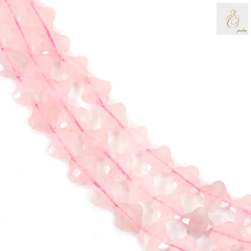 Rose Quartz Faceted Flower Beads 10mm - Premium Gemstone Strand for Jewelry Making