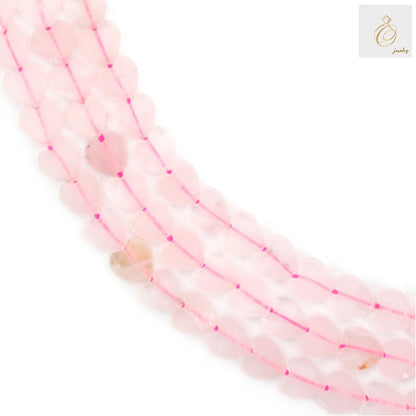 Rose quartz heart-shaped beads 6mm on strand, natural pink gemstone beads for jewelry making 