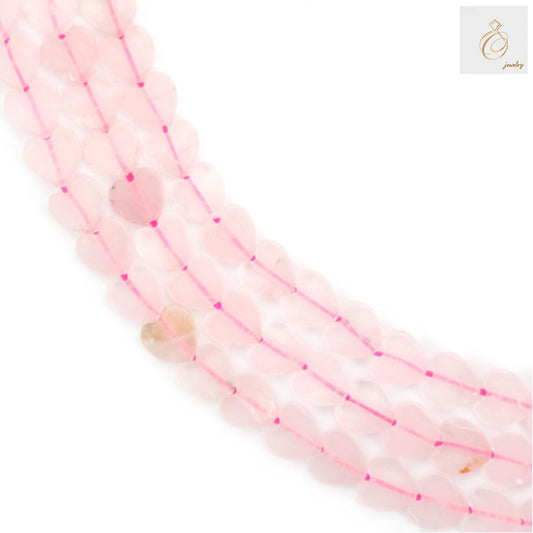 Rose quartz heart-shaped beads 6mm on strand, natural pink gemstone beads for jewelry making 