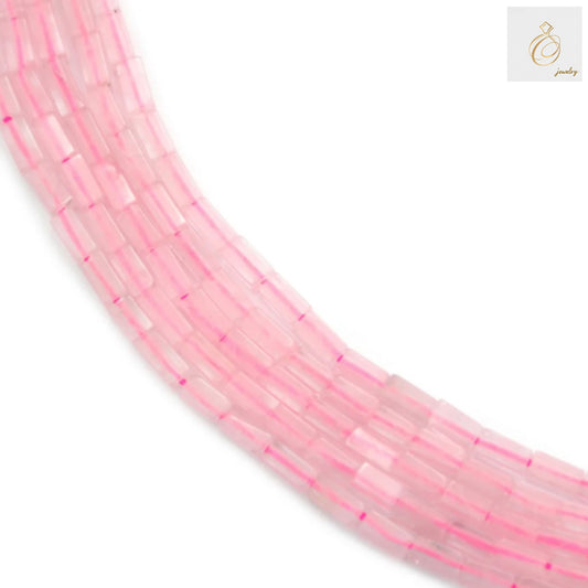 Natural rose quartz rectangle beads 2x4mm with 0.8mm holes on 39-40cm strand for jewelry making