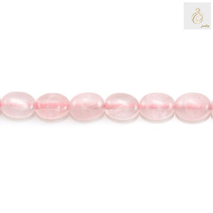 Rose Quartz Beads Close-up View - 6x8mm Oval Shape with 1mm Hole, 39-40cm Strand