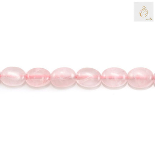 Rose Quartz Beads Close-up View - 6x8mm Oval Shape with 1mm Hole, 39-40cm Strand