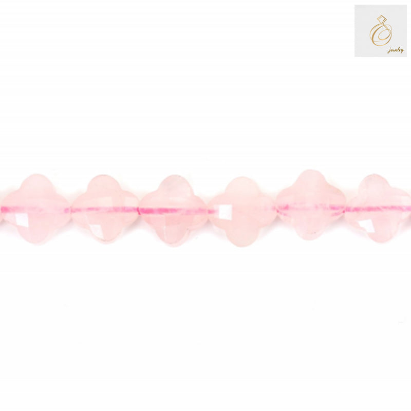 Rose Quartz Faceted Flower Beads Close-up Detail - Natural Pink Gemstone Beads