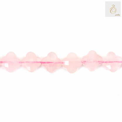Rose Quartz Faceted Flower Beads Close-up Detail - Natural Pink Gemstone Beads