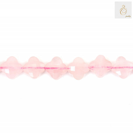 Rose Quartz Faceted Flower Beads Close-up Detail - Natural Pink Gemstone Beads